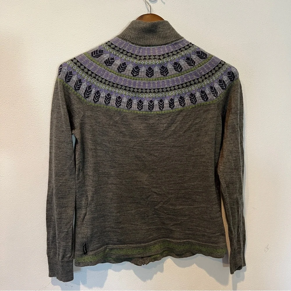 Woolrich Fair Isle Wool Blend Lightweight Zip Front Sweater Nordic - Picture 10 of 10